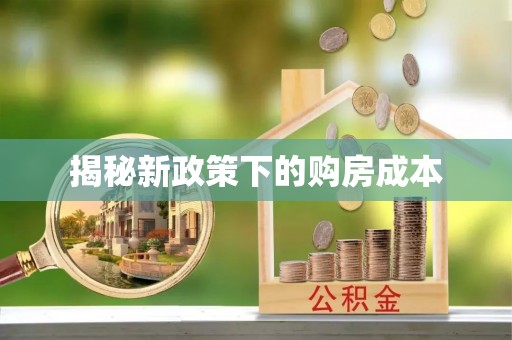 右玉揭秘新政策下的购房成本